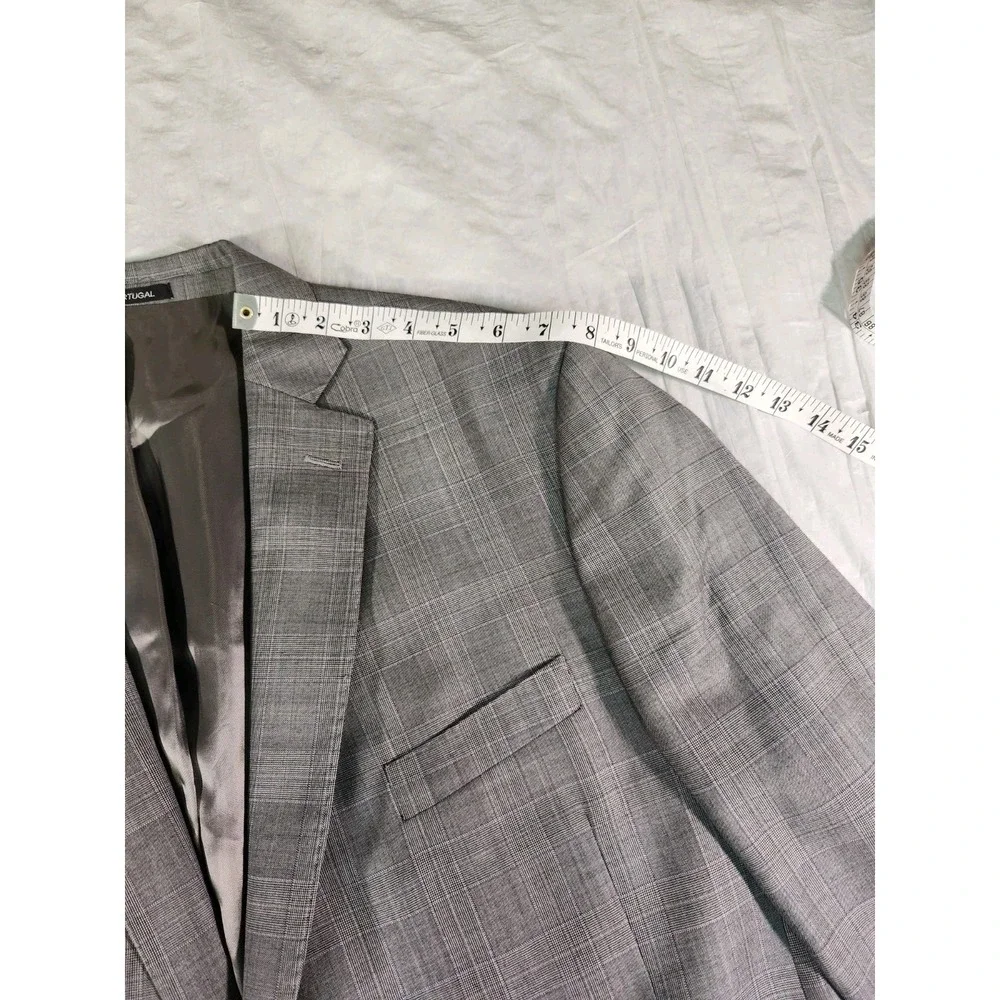 J Hilburn Custom Contemporary Wool Gray Two Button Blazer 47R Vitale Barberis J.